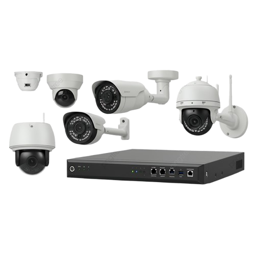 CCTV camera set including dome, bullet and PTZ cameras